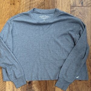 Hollister Women's Long Sleeve Waffle Knit Top - Heather Blue Gray